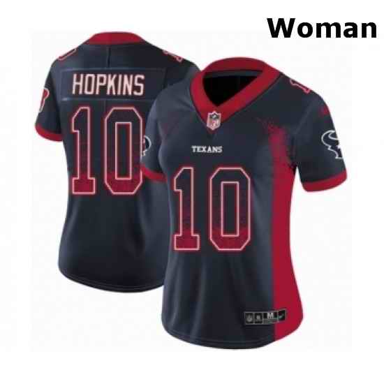 Womens Nike Houston Texans 10 DeAndre Hopkins Limited Navy Blue Rush Drift Fashion NFL Jersey